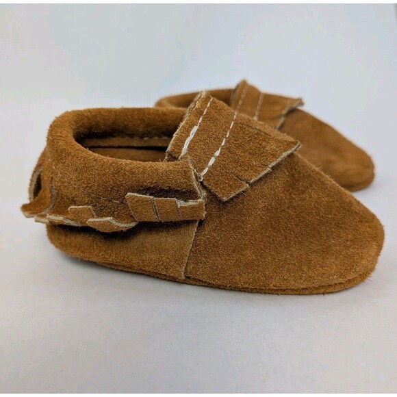 Unbranded Other - Baby Moccasins Leather Shoes Fringe Boot Sz 3 Soft Sole Infant Boy Girl NB